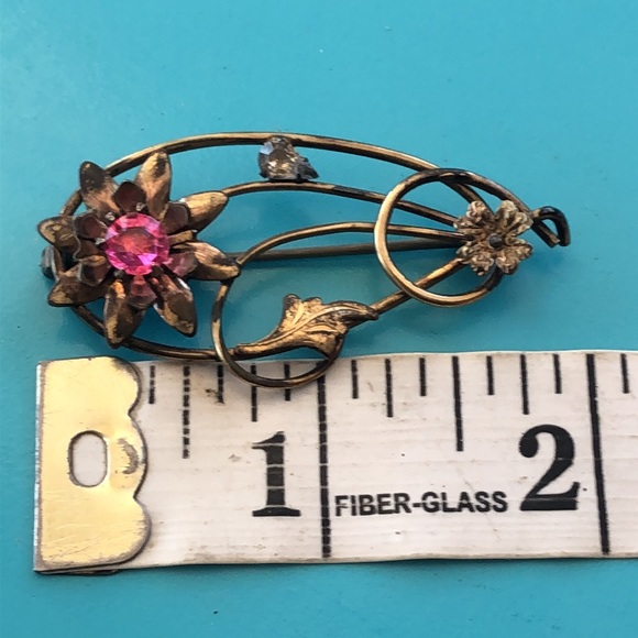 Antique Brooch Paste Stones White Co - Picture 6 of 8